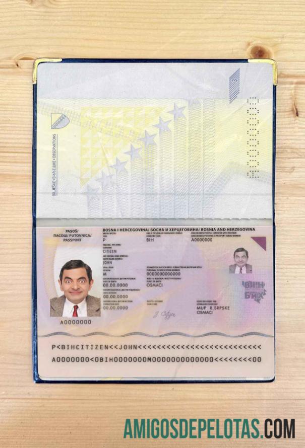 Foto do passaporte da Bósnia e Herzegovina baixar para verificação